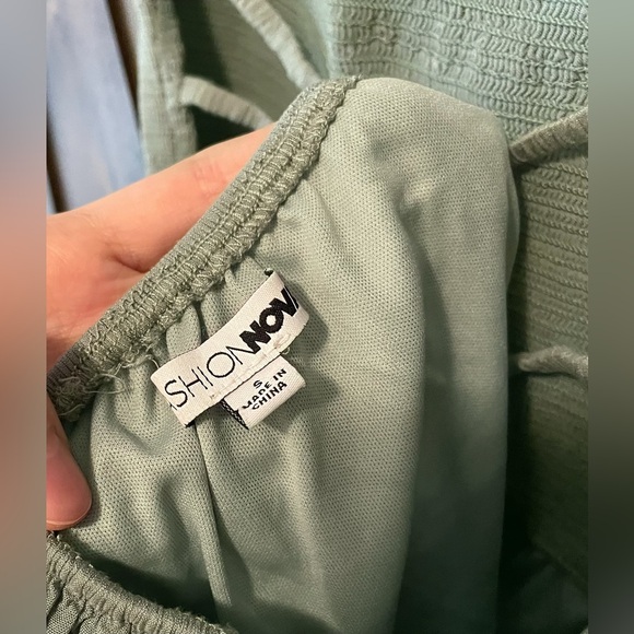 Strapless Sage Green Maxi Dress Lace Detailing - Picture 4 of 7